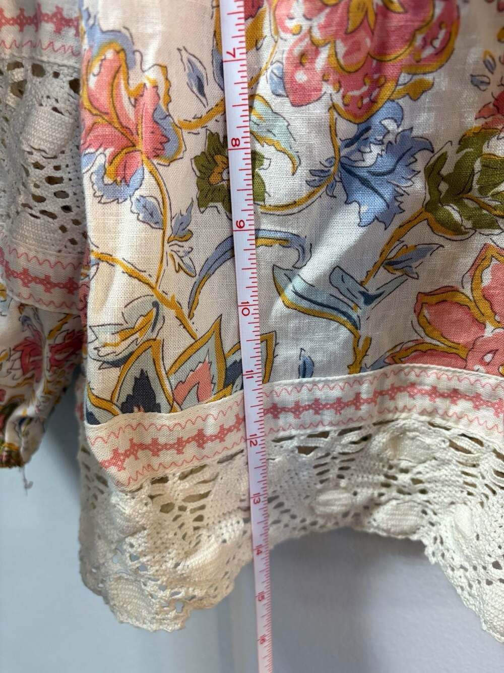 Christian Siriano New York Cropped Blouse Size Small Linen Floral Peasant Boho J - Picture 6 of 7